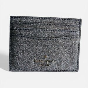 kate spade  Lola Glitter Silver Slim Card Case